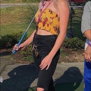 Floral yellow tube top